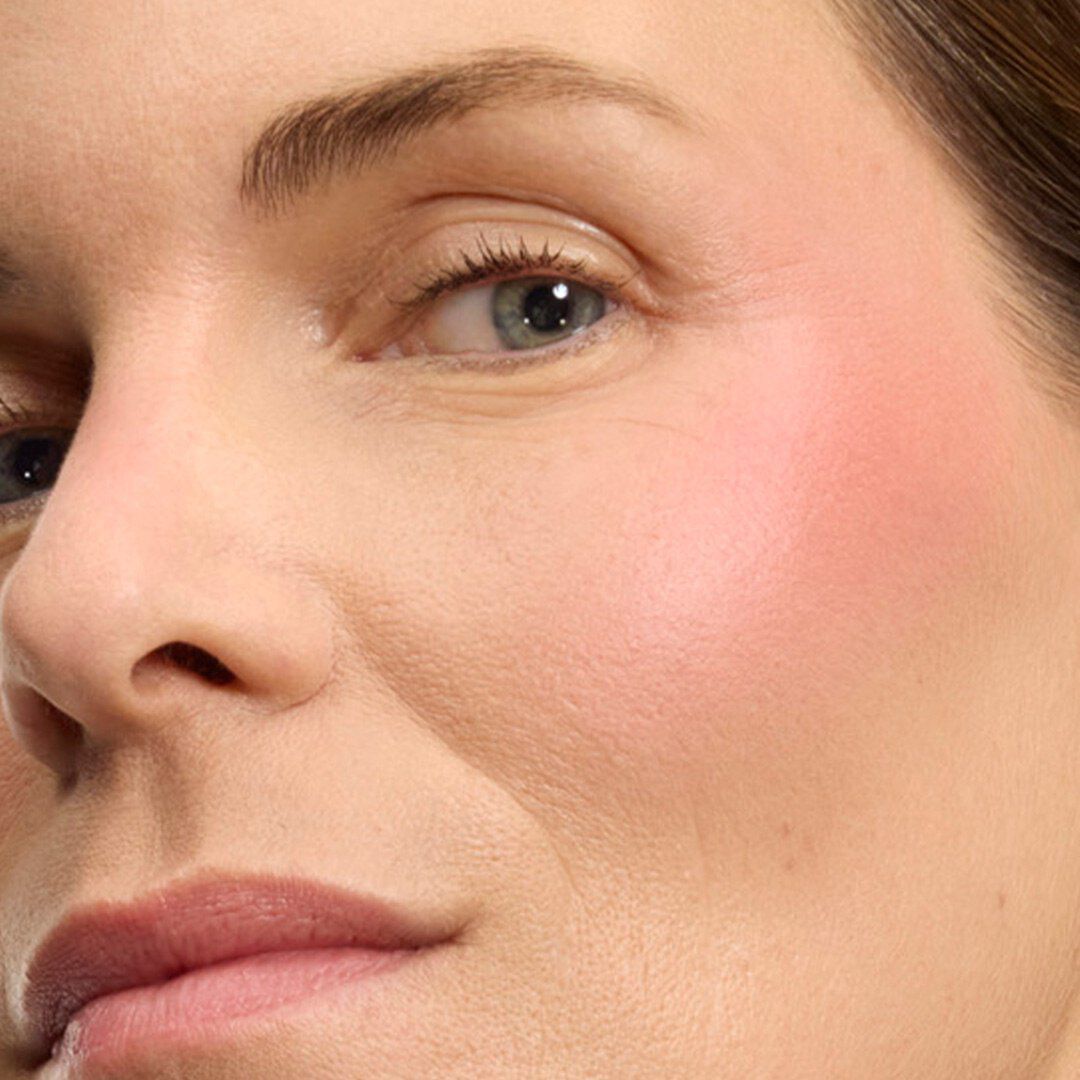 Blush applied on cheeks	