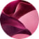 Two fluid, deep magenta and red petal-like shapes curve gracefully against a soft, gradient pink background.
